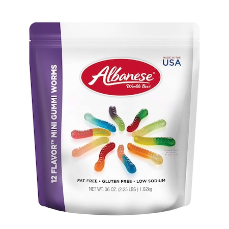 Albanese Worlds Best Albanese World's Best 12 Flavor Mini Gummi Worms 36 oz., PK4 53337